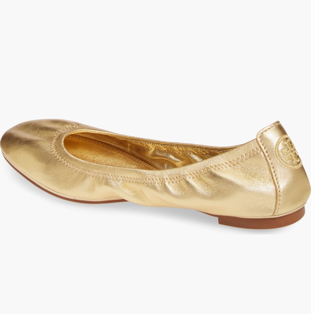 Tory Burch Metallic Gold Leather Ballet Flat